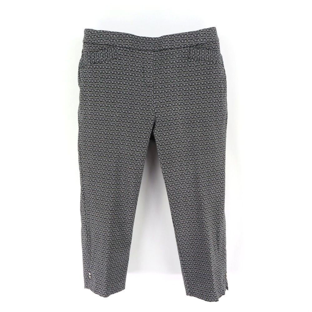 Prophecy Capri Pants Stretch Elastic Waist Mid Rise‎ Womens Sz 8 Black Geometric